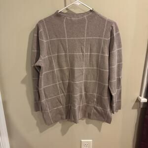 Loft Women’s Window Pane Mock Neck Tan Sweater Size L